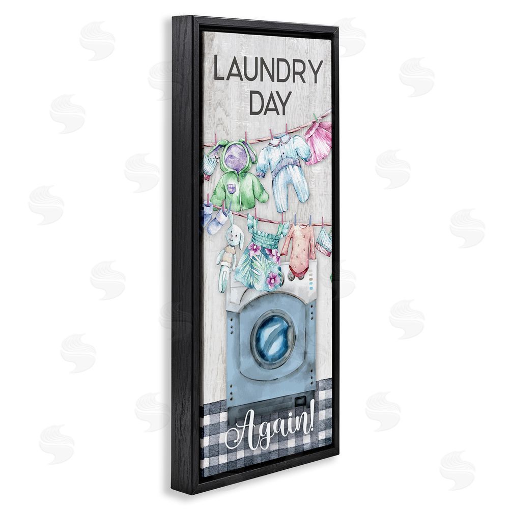 Conrad Knutsen Rustic Laundry Day Again Black Floating Frame Canvas Wall Art Print