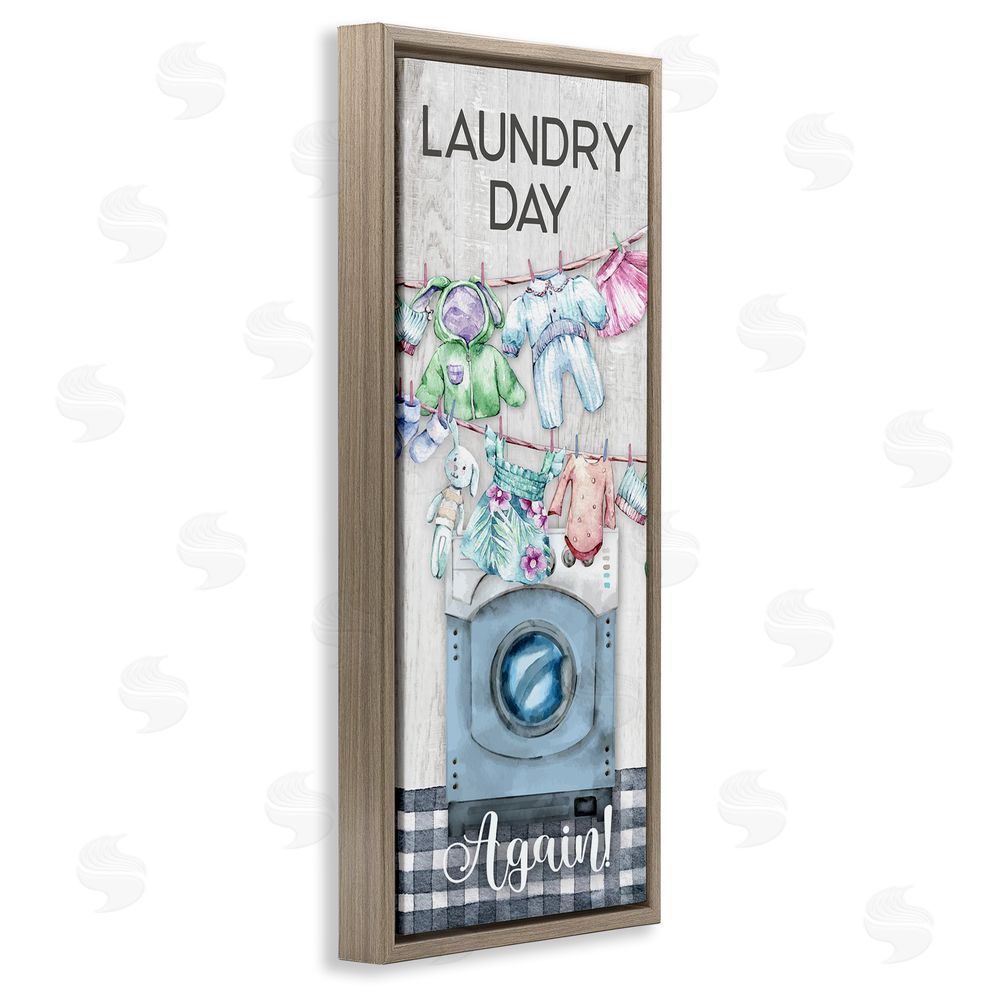 Conrad Knutsen Rustic Laundry Day Again Brown Floating Frame Canvas Wall Art Print