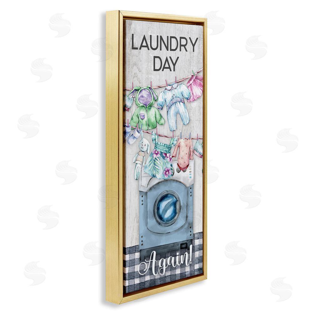 Conrad Knutsen Rustic Laundry Day Again Gold Floating Frame Canvas Wall Art Print