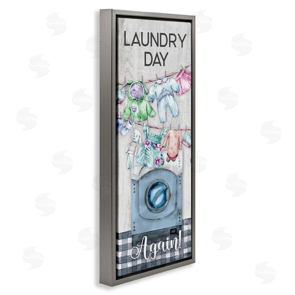 Conrad Knutsen Rustic Laundry Day Again Grey Floating Frame Canvas Wall Art Print