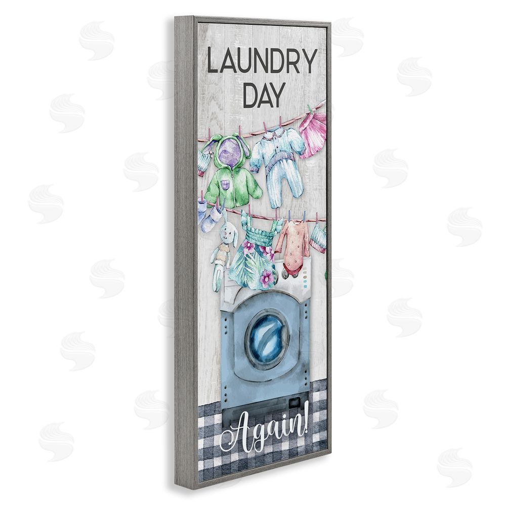 Conrad Knutsen Rustic Laundry Day Again Gray Framed Giclee Wall Art Print