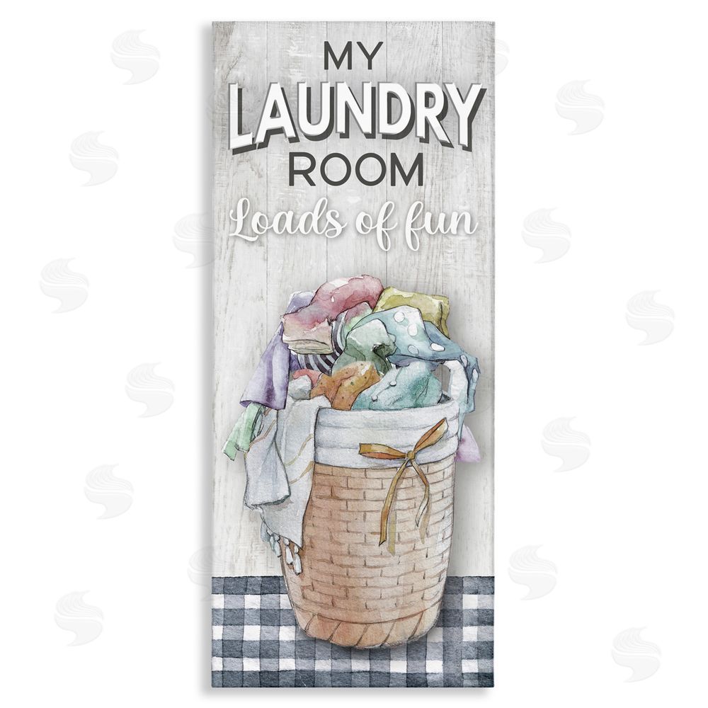 Conrad Knutsen Laundry Room with Plaid Stretched Canvas Wall Art Print
