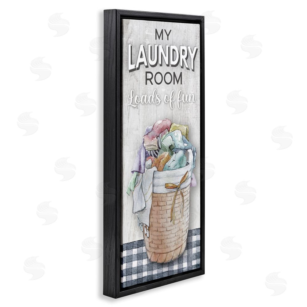 Conrad Knutsen Laundry Room with Plaid Black Floating Frame Canvas Wall Art Print