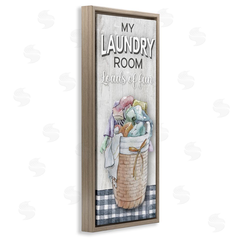 Conrad Knutsen Laundry Room with Plaid Brown Floating Frame Canvas Wall Art Print