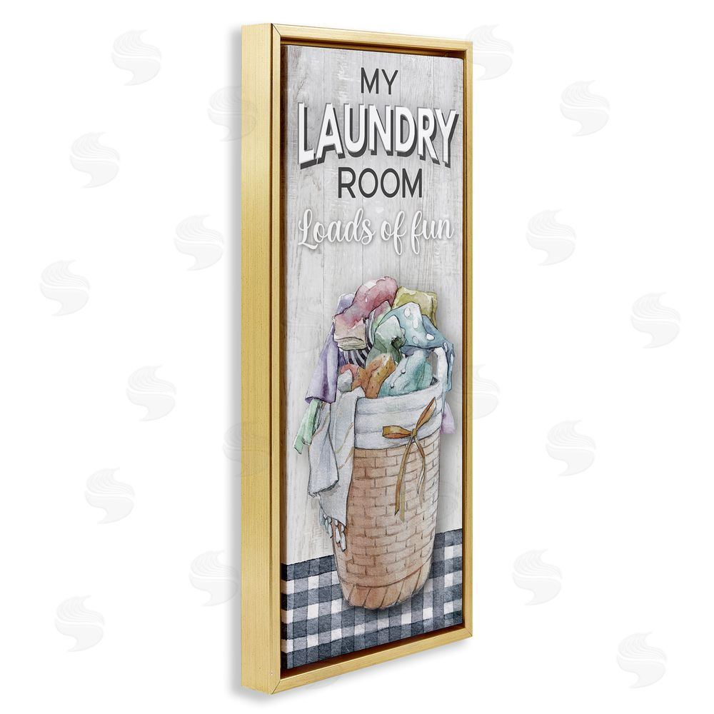 Conrad Knutsen Laundry Room with Plaid Gold Floating Frame Canvas Wall Art Print
