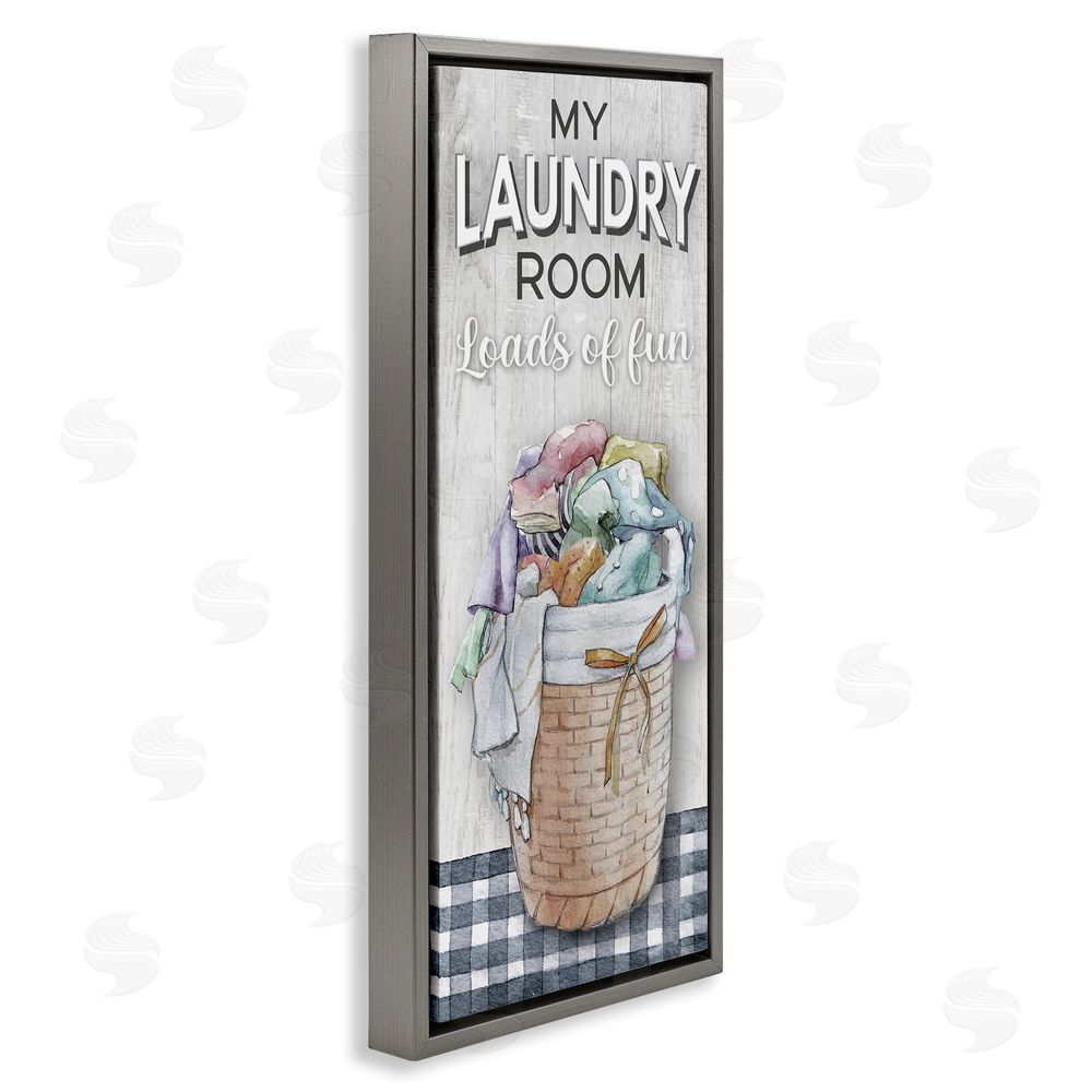 Conrad Knutsen Laundry Room with Plaid Grey Floating Frame Canvas Wall Art Print