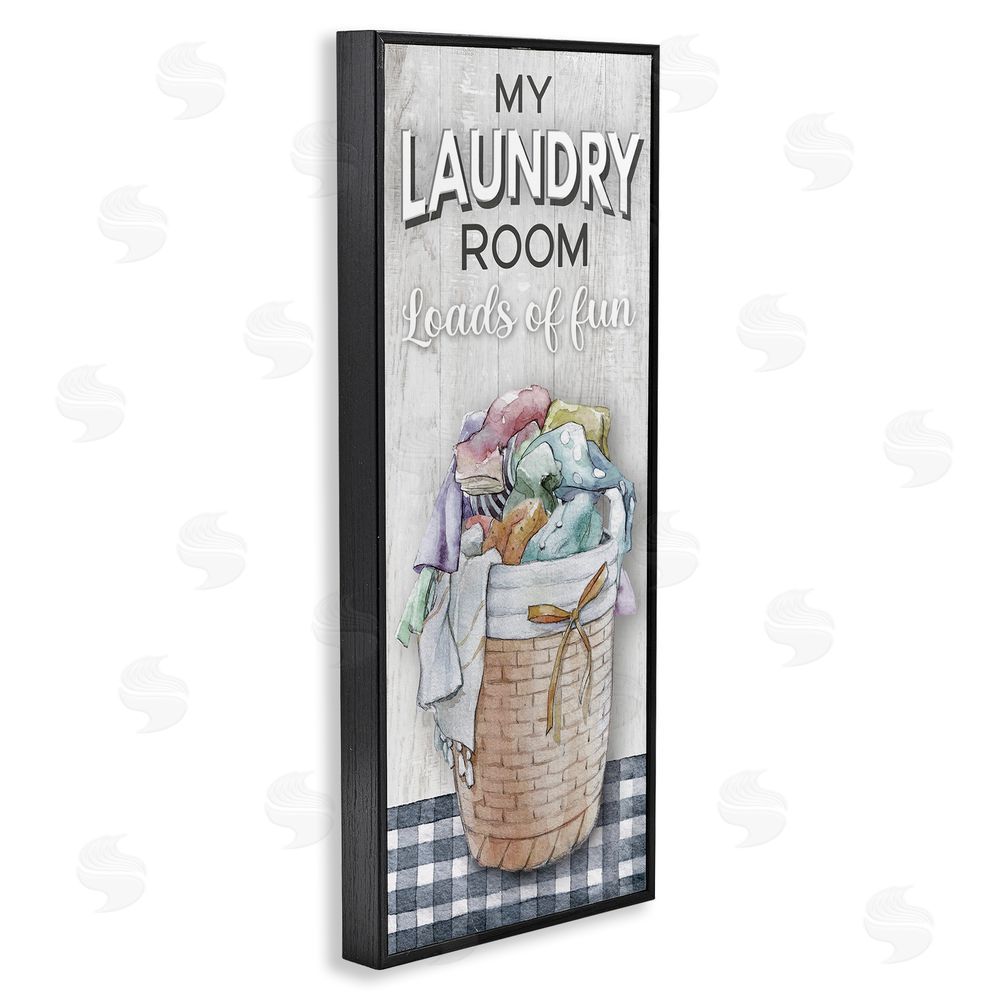 Conrad Knutsen Laundry Room with Plaid Black Framed Giclee Wall Art Print