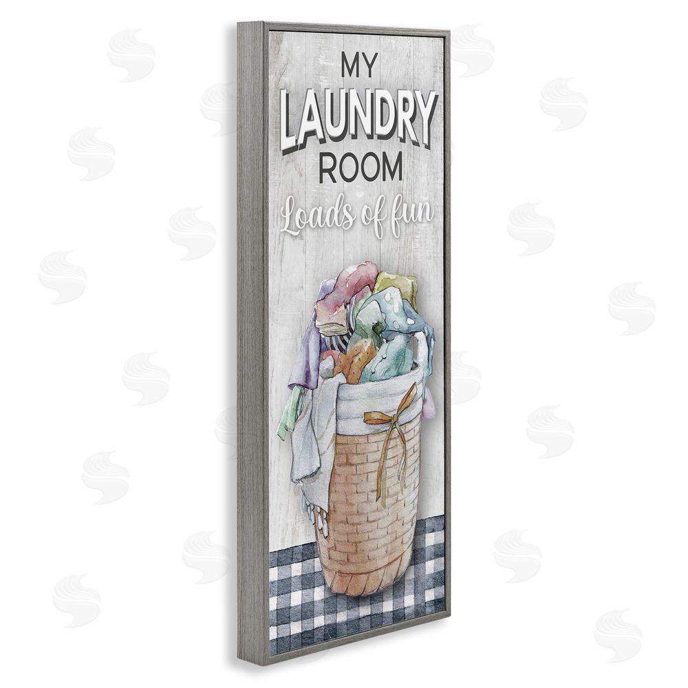 Conrad Knutsen Laundry Room with Plaid Gray Framed Giclee Wall Art Print