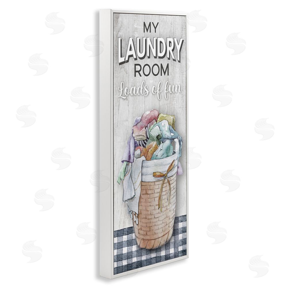Conrad Knutsen Laundry Room with Plaid White Framed Giclee Wall Art Print