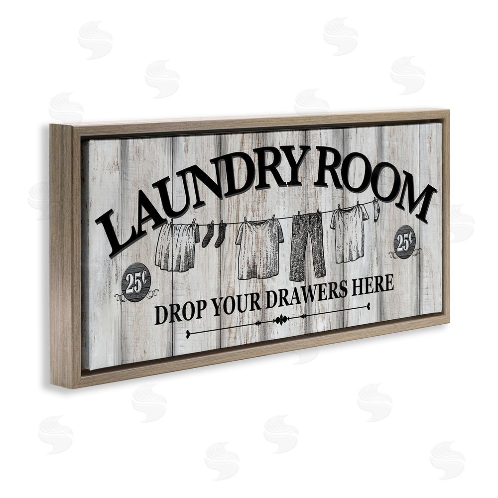 Conrad Knutsen Charming Farmhouse Laundry Brown Floating Frame Canvas Wall Art Print