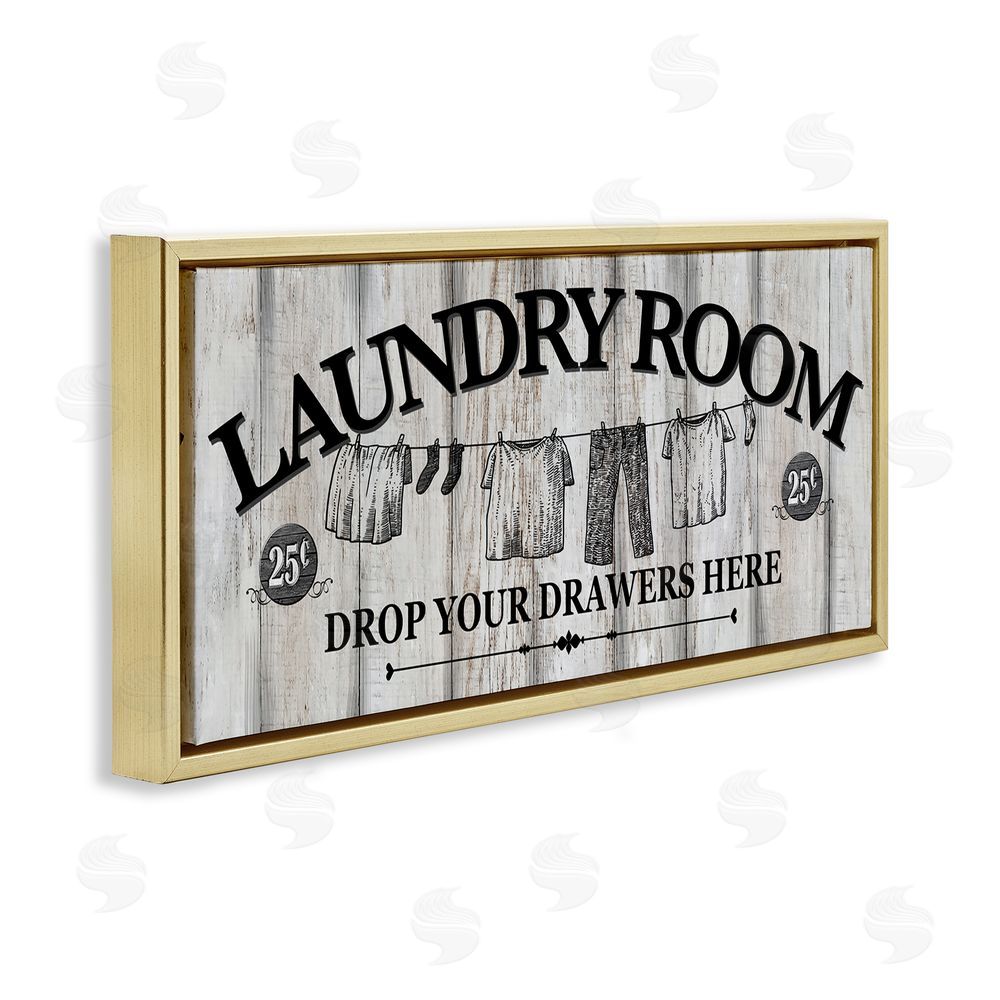 Conrad Knutsen Charming Farmhouse Laundry Gold Floating Frame Canvas Wall Art Print