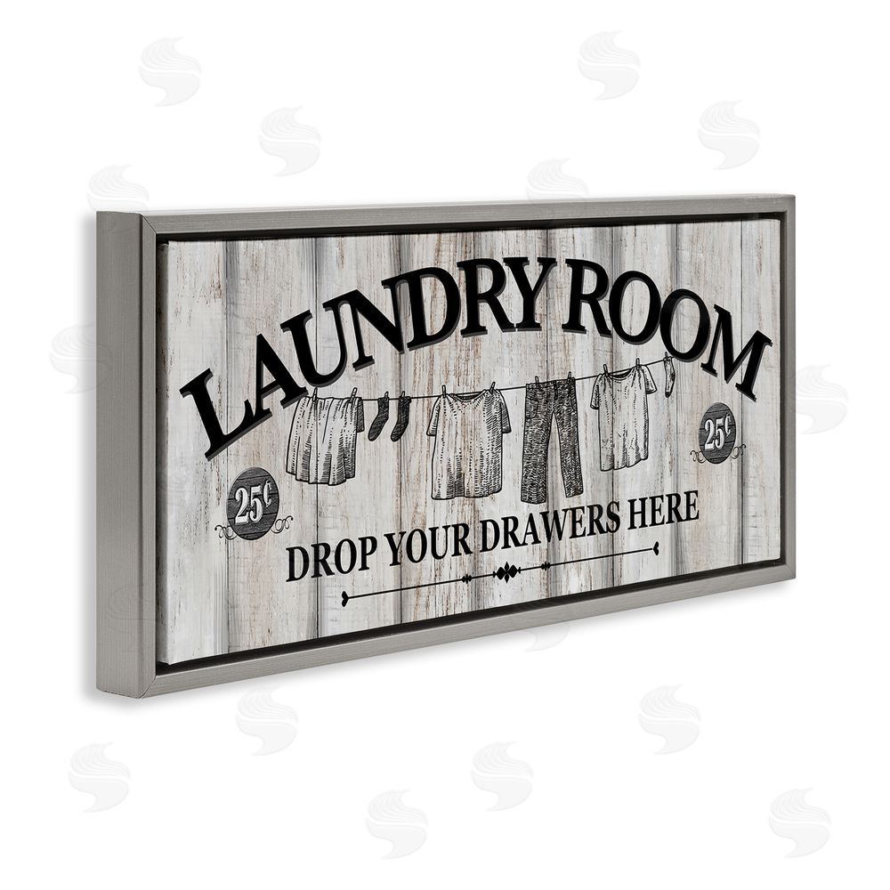 Conrad Knutsen Charming Farmhouse Laundry Grey Floating Frame Canvas Wall Art Print