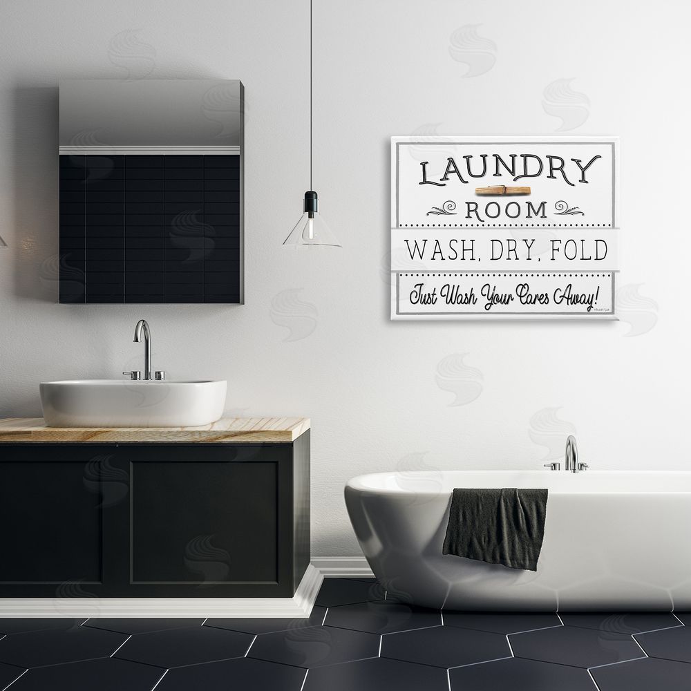 Elizabeth Tyndall Wash Cares Away Laundry Canvas Wall Art Print in Room