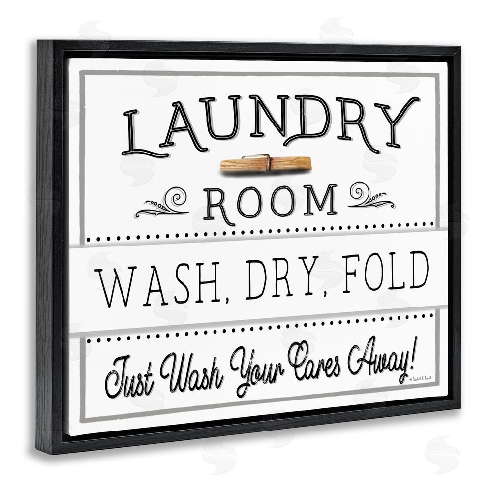 Elizabeth Tyndall Wash Cares Away Laundry Black Floating Frame Canvas Wall Art Print