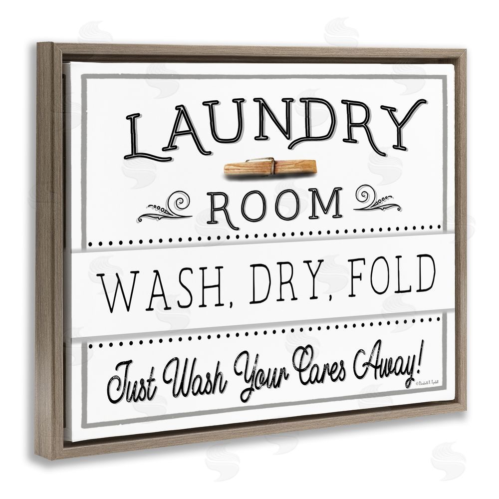 Elizabeth Tyndall Wash Cares Away Laundry Brown Floating Frame Canvas Wall Art Print