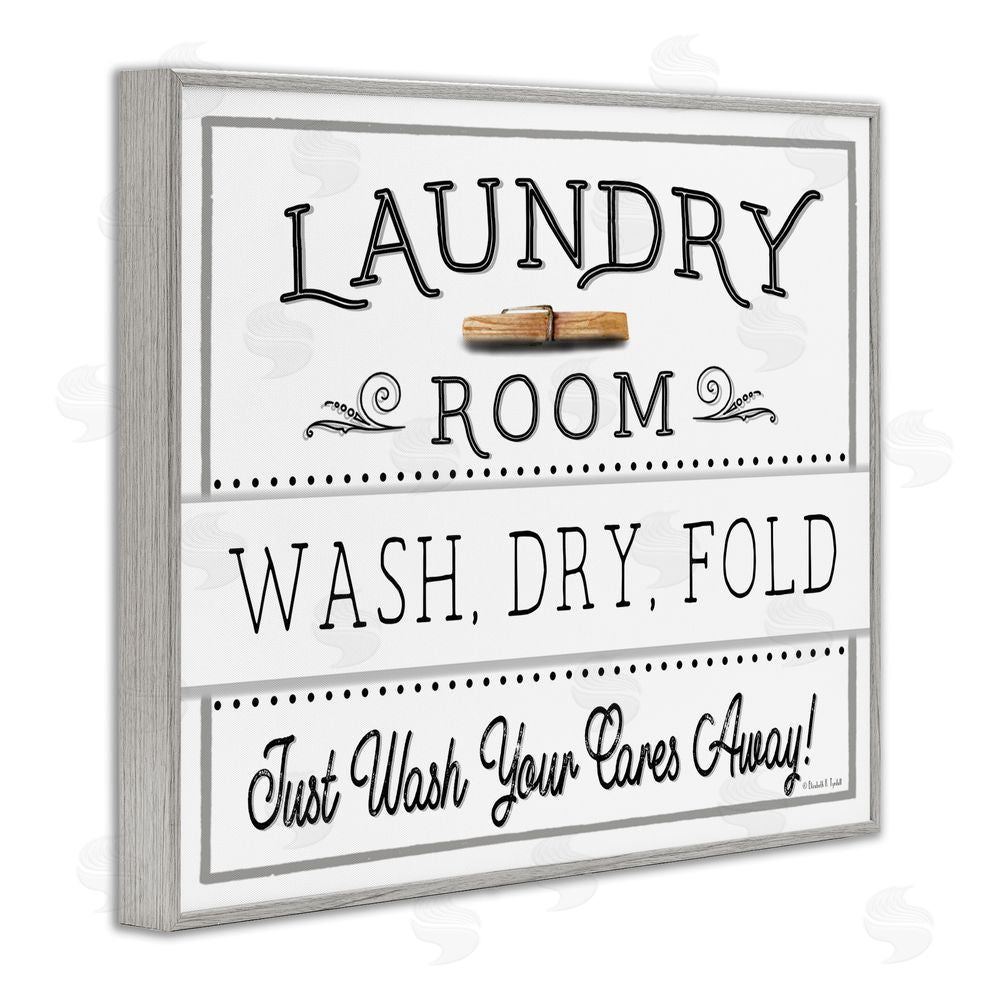 Elizabeth Tyndall Wash Cares Away Laundry Gray Framed Giclee Wall Art Print