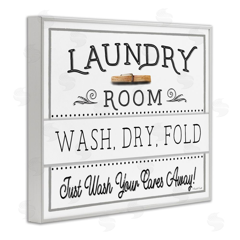 Elizabeth Tyndall Wash Cares Away Laundry White Framed Giclee Wall Art Print