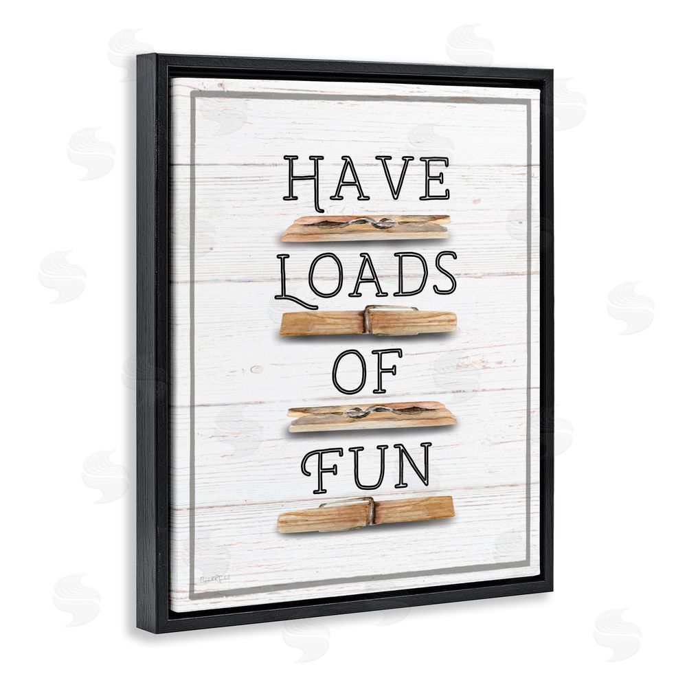 Elizabeth Tyndall Loads of Fun Clothespins Black Floating Frame Canvas Wall Art Print