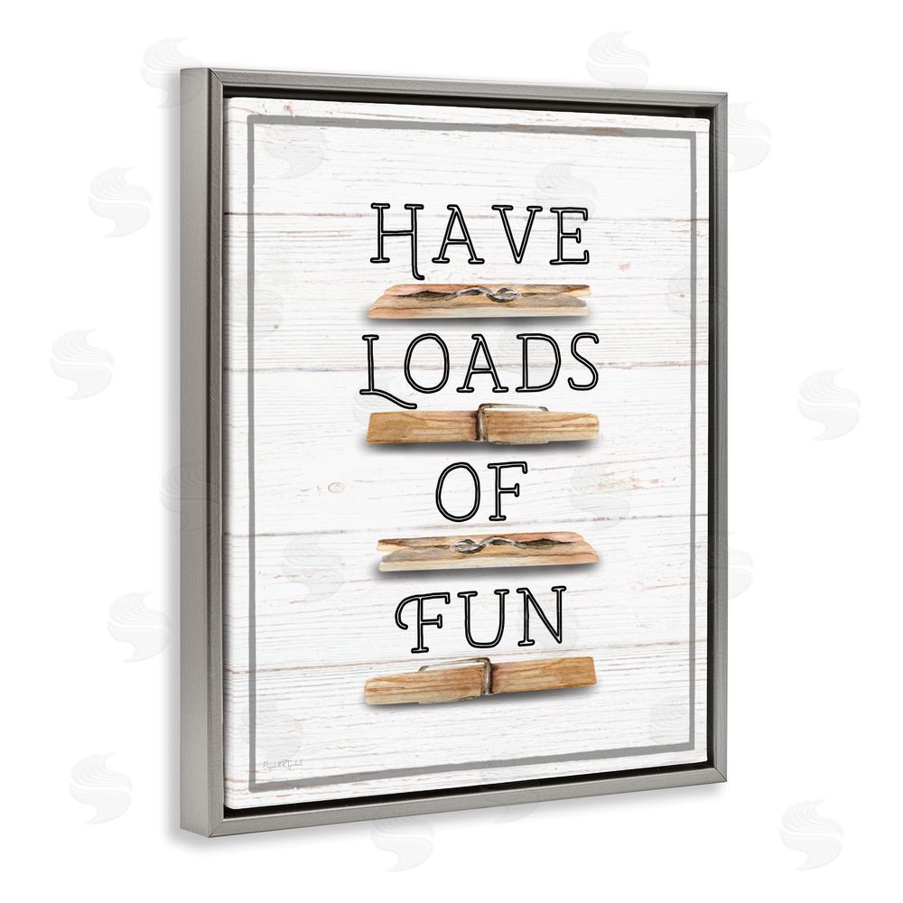 Elizabeth Tyndall Loads of Fun Clothespins Grey Floating Frame Canvas Wall Art Print
