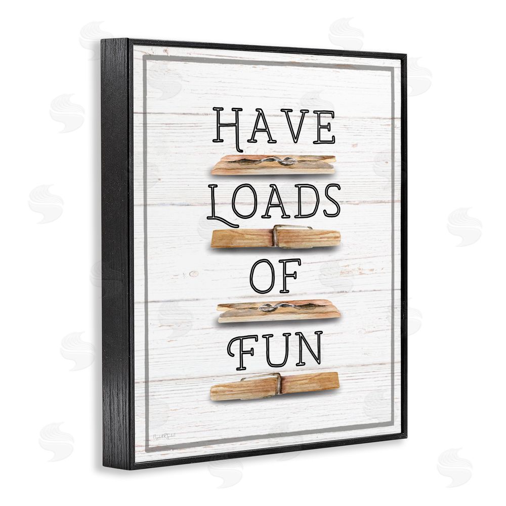 Elizabeth Tyndall Loads of Fun Clothespins Black Framed Giclee Wall Art Print