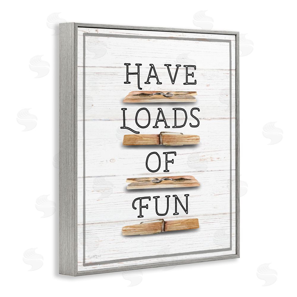 Elizabeth Tyndall Loads of Fun Clothespins Gray Framed Giclee Wall Art Print