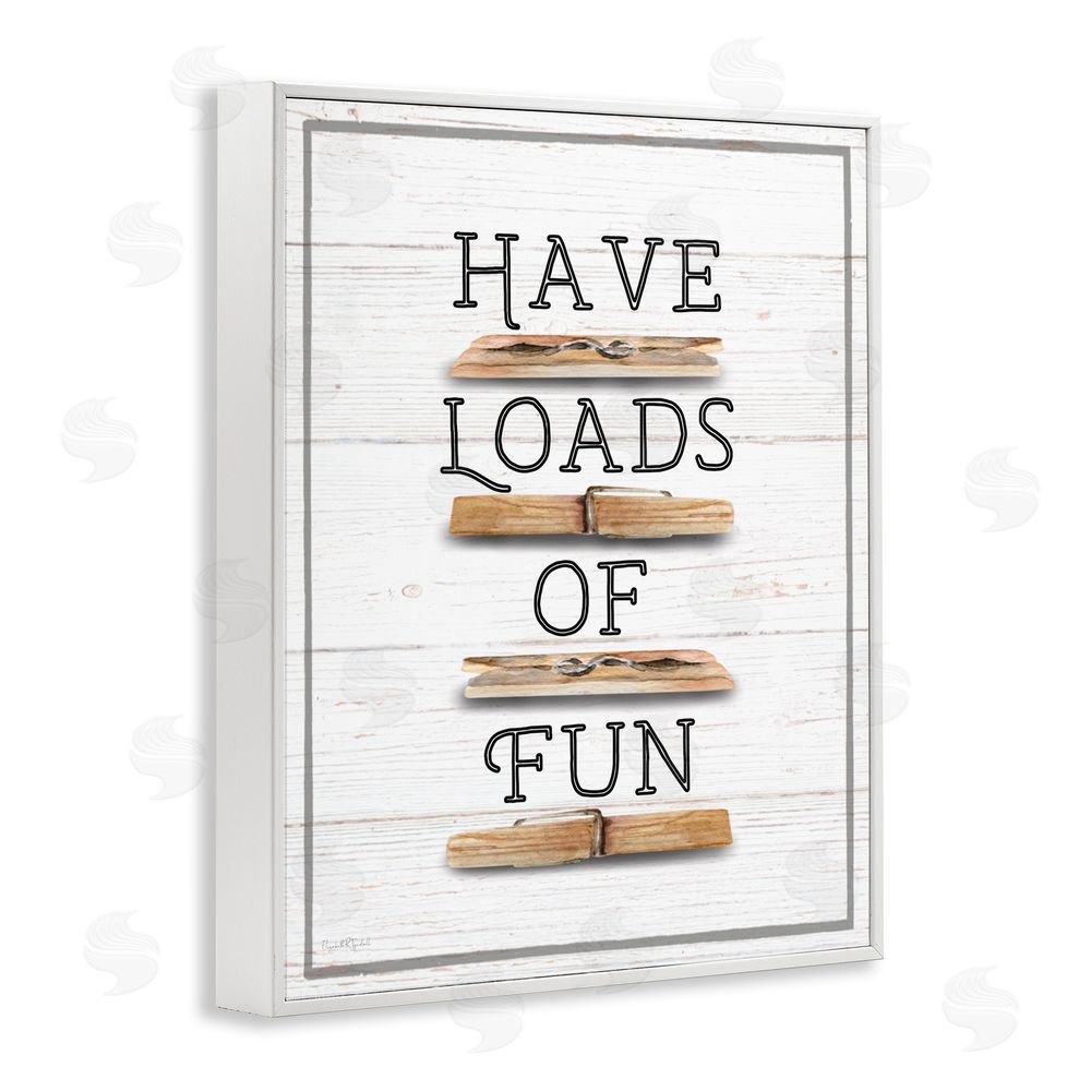 Elizabeth Tyndall Loads of Fun Clothespins White Framed Giclee Wall Art Print