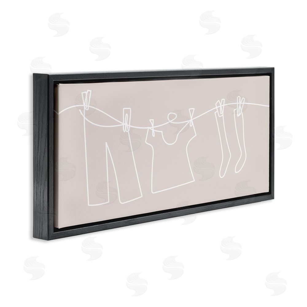 Stupell Studio Minimal Laundry Doodle Black Floating Frame Canvas Wall Art Print
