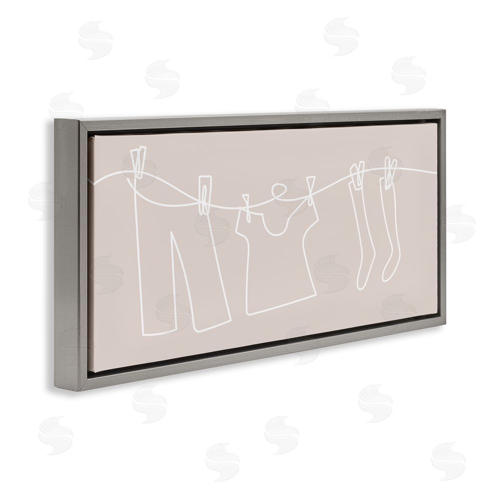 Stupell Studio Minimal Laundry Doodle Grey Floating Frame Canvas Wall Art Print