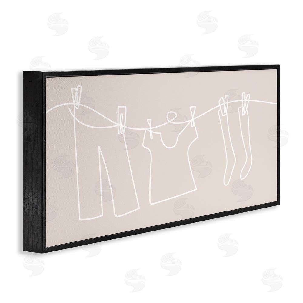 Stupell Studio Minimal Laundry Doodle Black Framed Giclee Wall Art Print