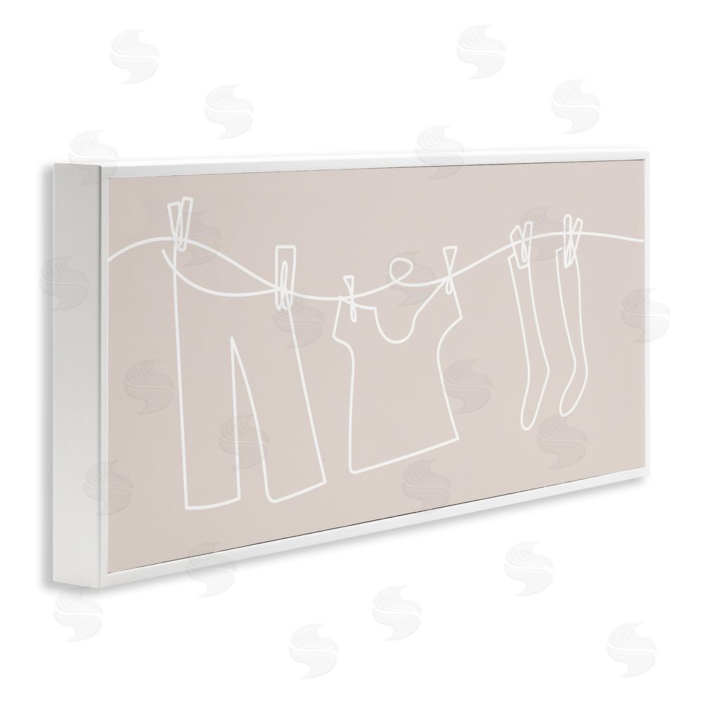 Stupell Studio Minimal Laundry Doodle White Framed Giclee Wall Art Print