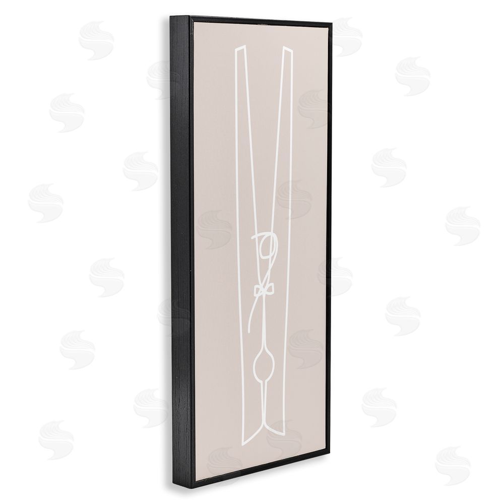 Stupell Studio Minimal Clothespin Doodle Black Framed Giclee Wall Art Print