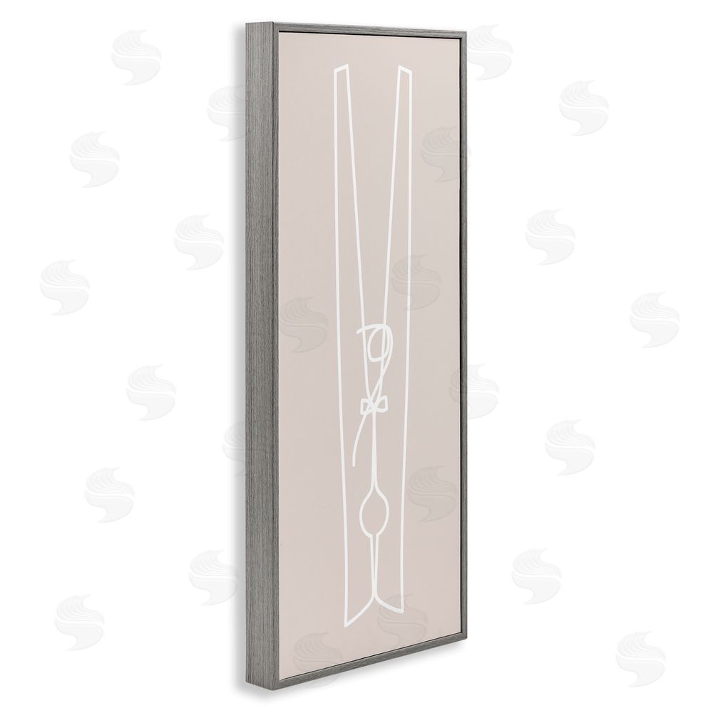 Stupell Studio Minimal Clothespin Doodle Gray Framed Giclee Wall Art Print