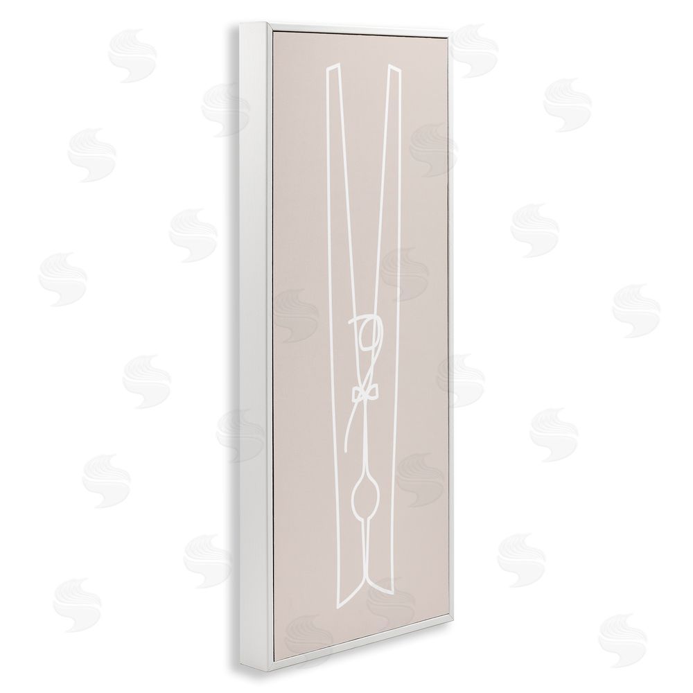 Stupell Studio Minimal Clothespin Doodle White Framed Giclee Wall Art Print