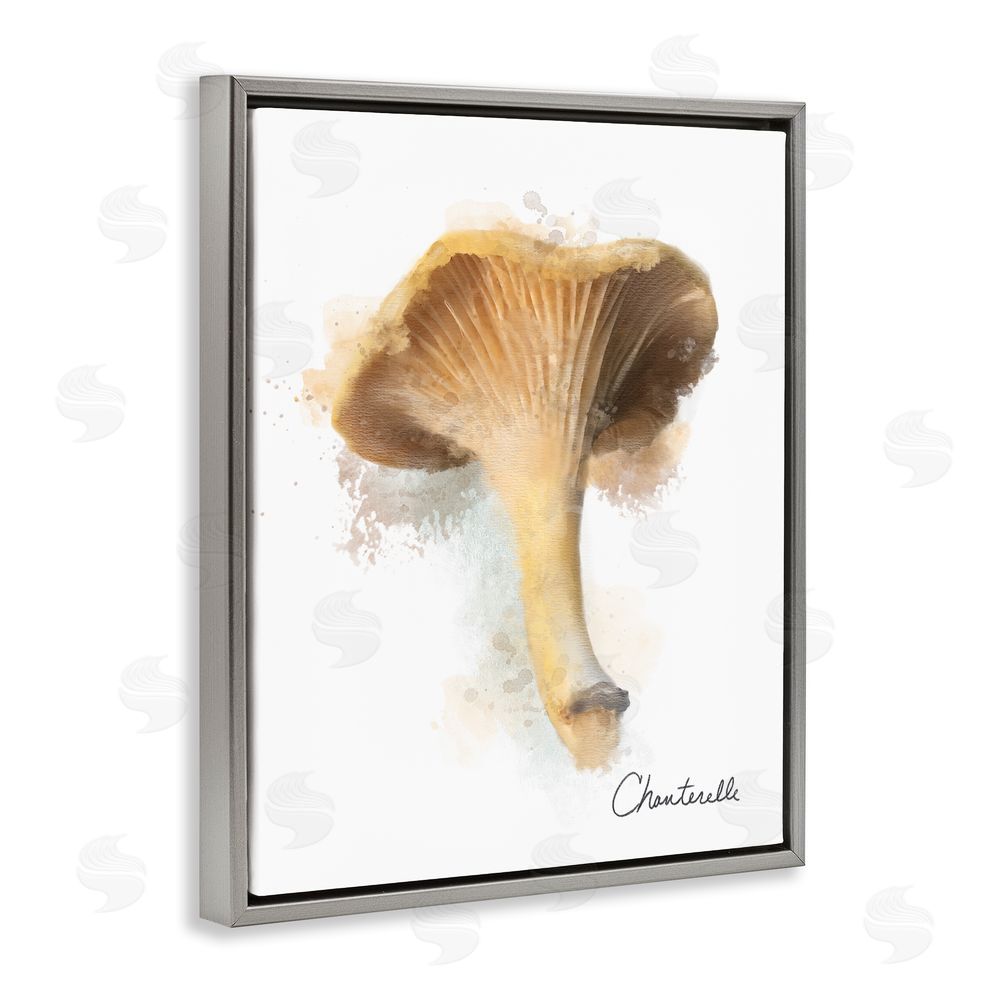 Matthew Piotrowicz Abstract Chanterelle Mushroom Grey Floating Frame Canvas Wall Art Print