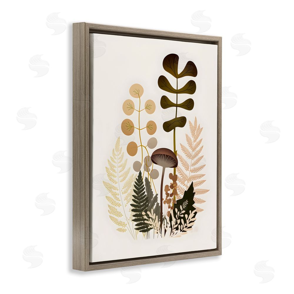 Petal Prints Design Neutral Forest Botanicals Brown Floating Frame Canvas Wall Art Print