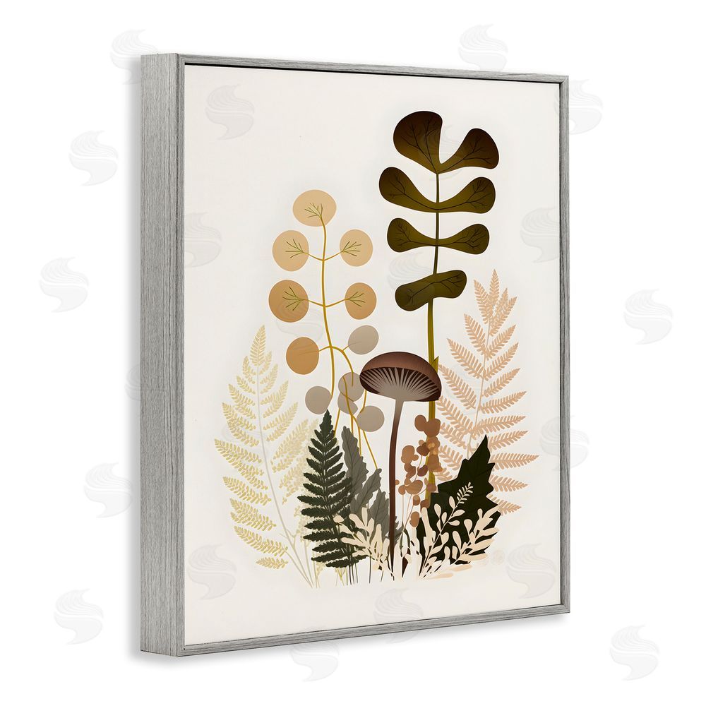 Petal Prints Design Neutral Forest Botanicals Gray Framed Giclee Wall Art Print