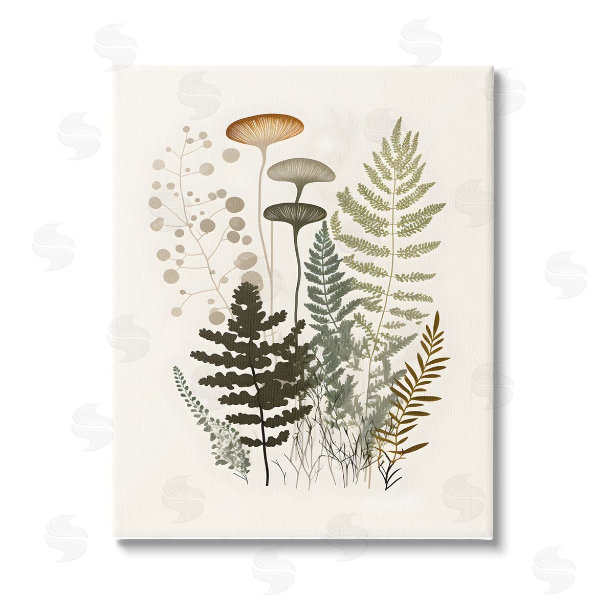 Petal Prints Design Neutral Forest Ferns Stretched Canvas Wall Art Print