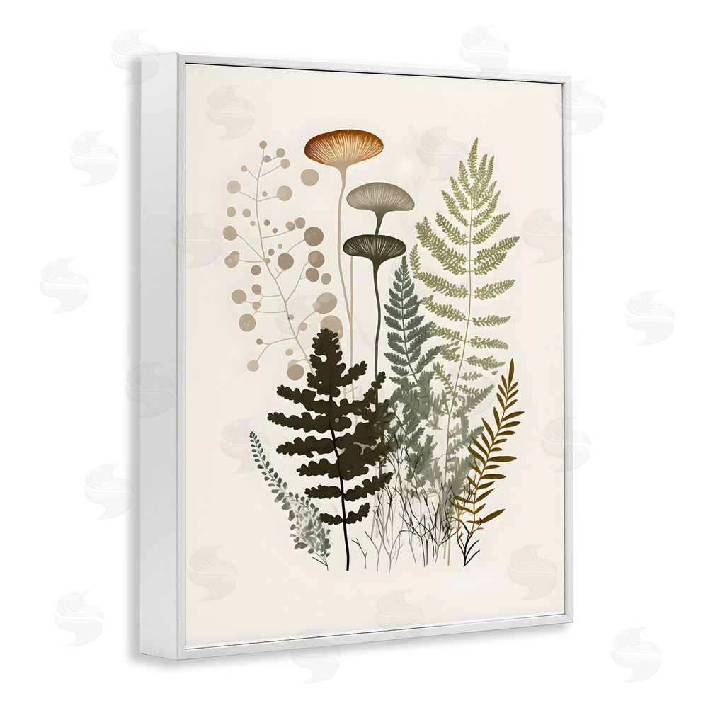 Petal Prints Design Neutral Forest Ferns White Framed Giclee Wall Art Print