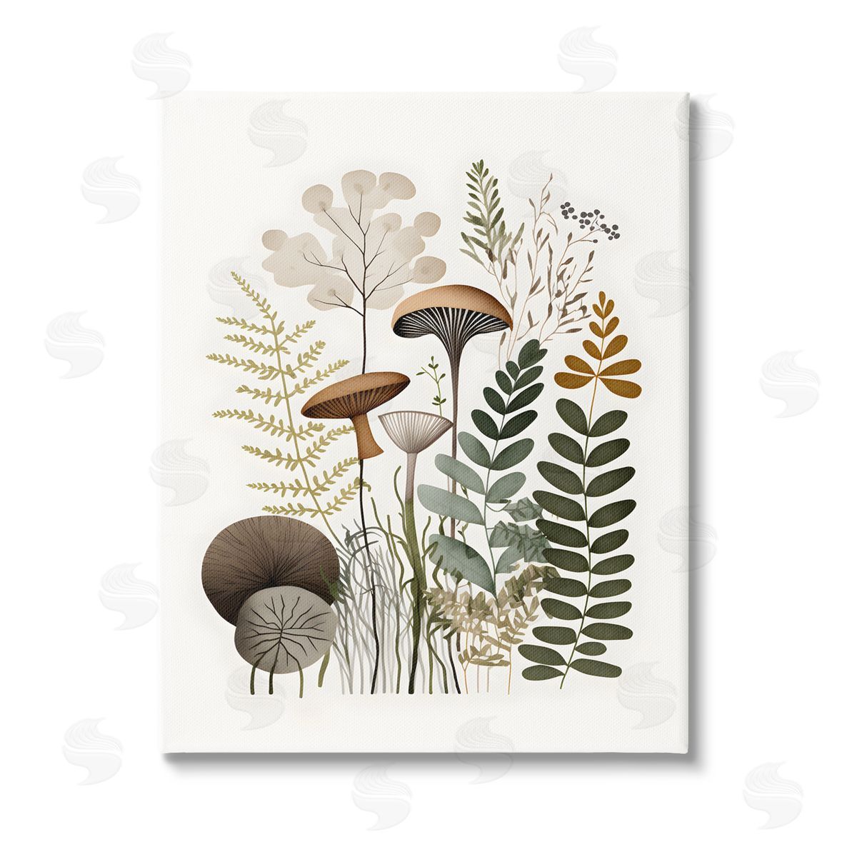 Petal Prints Design Earthy Woodland Botanicals Stretched Canvas Wall Art Print