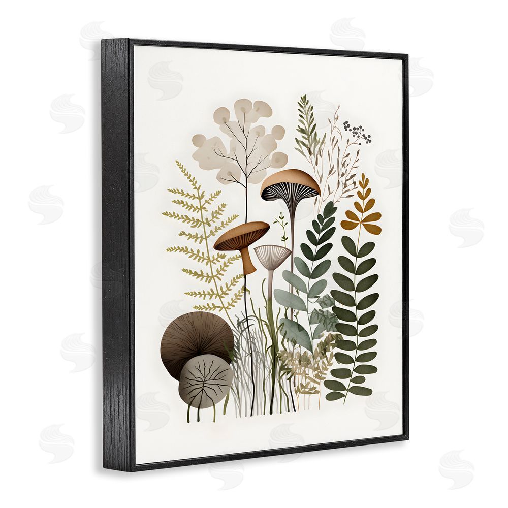 Petal Prints Design Earthy Woodland Botanicals Black Framed Giclee Wall Art Print