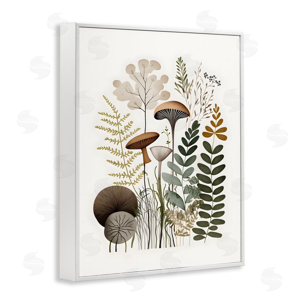 Petal Prints Design Earthy Woodland Botanicals White Framed Giclee Wall Art Print