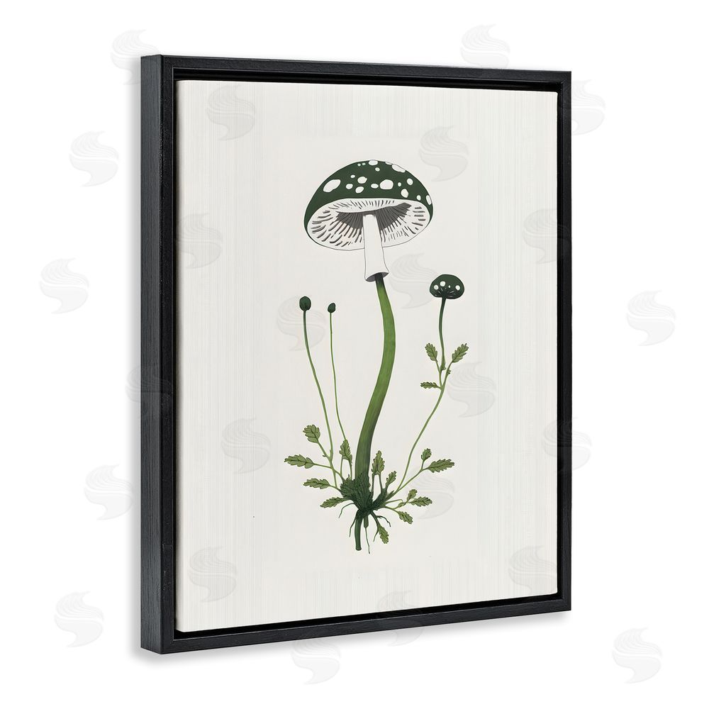 Petal Prints Design Minimal Spotted Mushroom Black Floating Frame Canvas Wall Art Print