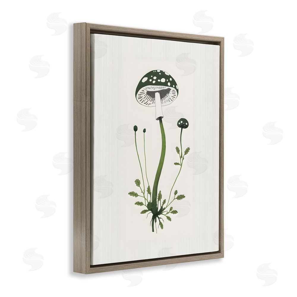 Petal Prints Design Minimal Spotted Mushroom Brown Floating Frame Canvas Wall Art Print