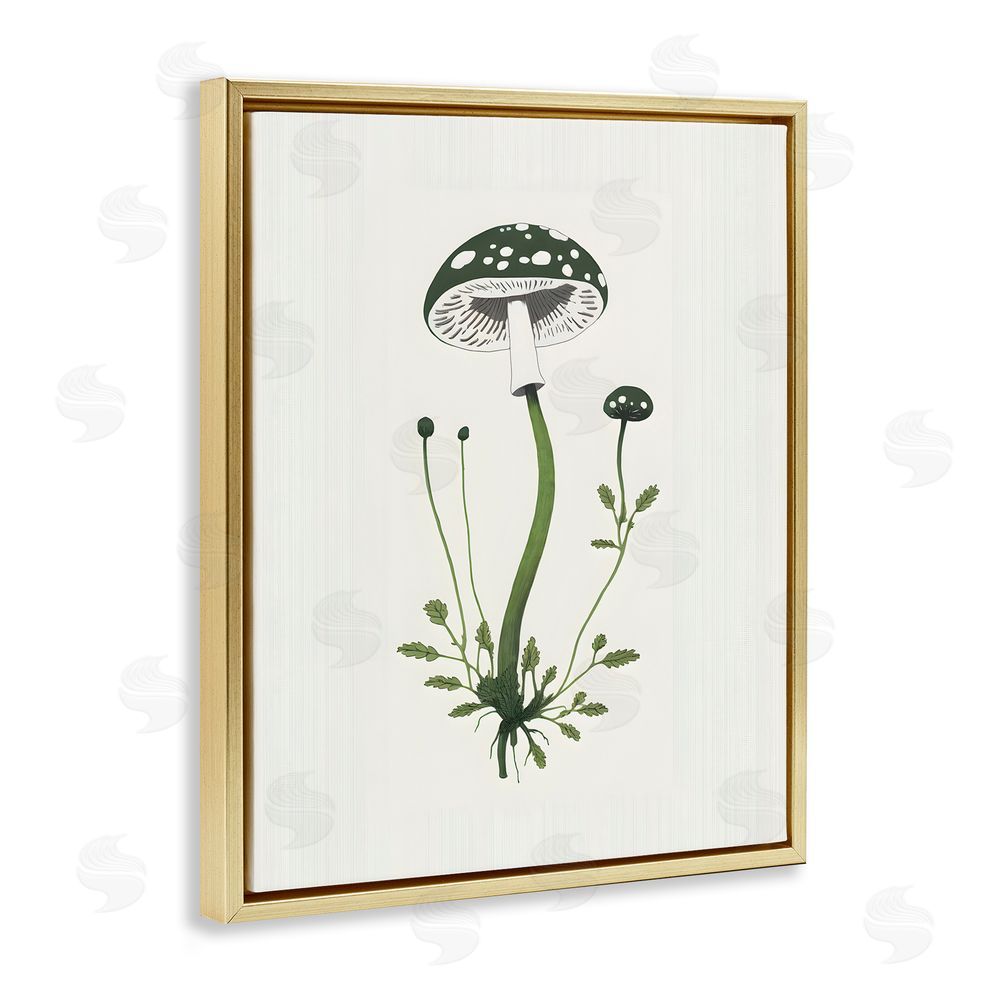Petal Prints Design Minimal Spotted Mushroom Gold Floating Frame Canvas Wall Art Print