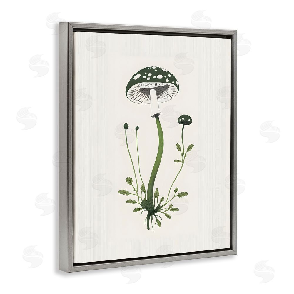 Petal Prints Design Minimal Spotted Mushroom Grey Floating Frame Canvas Wall Art Print