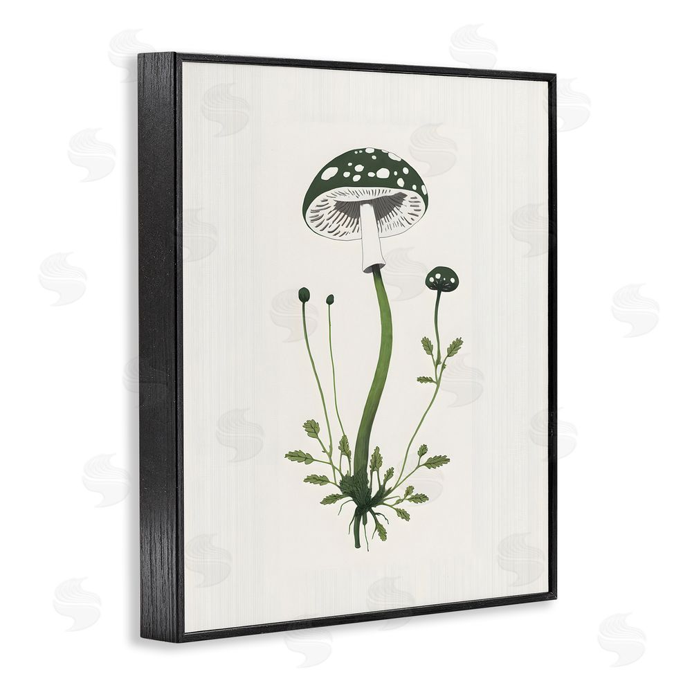 Petal Prints Design Minimal Spotted Mushroom Black Framed Giclee Wall Art Print
