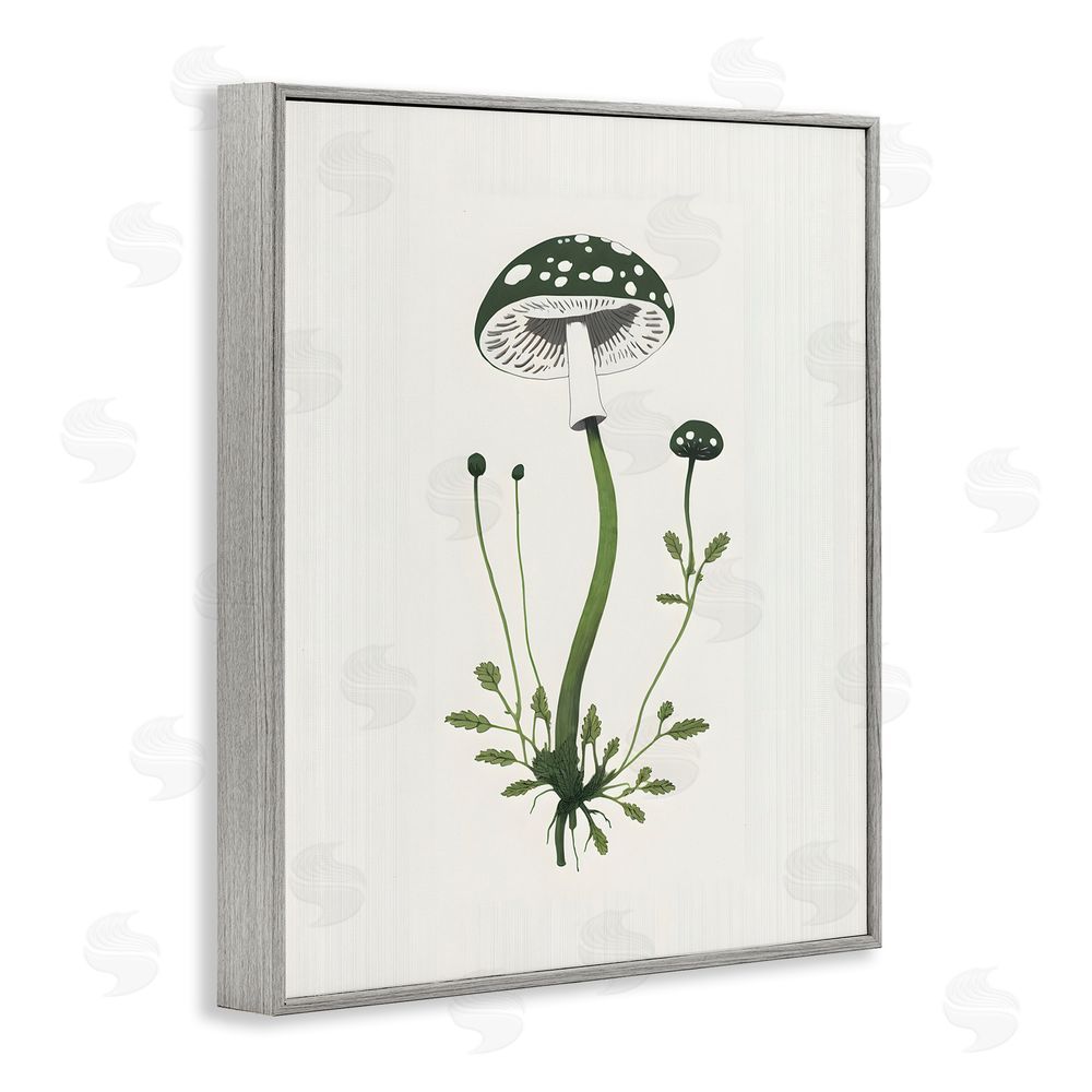 Petal Prints Design Minimal Spotted Mushroom Gray Framed Giclee Wall Art Print