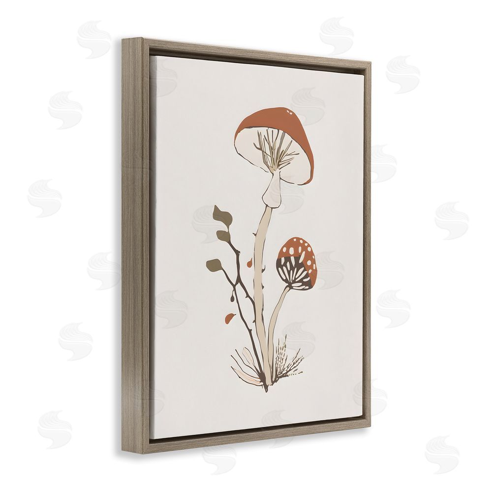 Petal Prints Design Minimal Amanita Mushroom Brown Floating Frame Canvas Wall Art Print