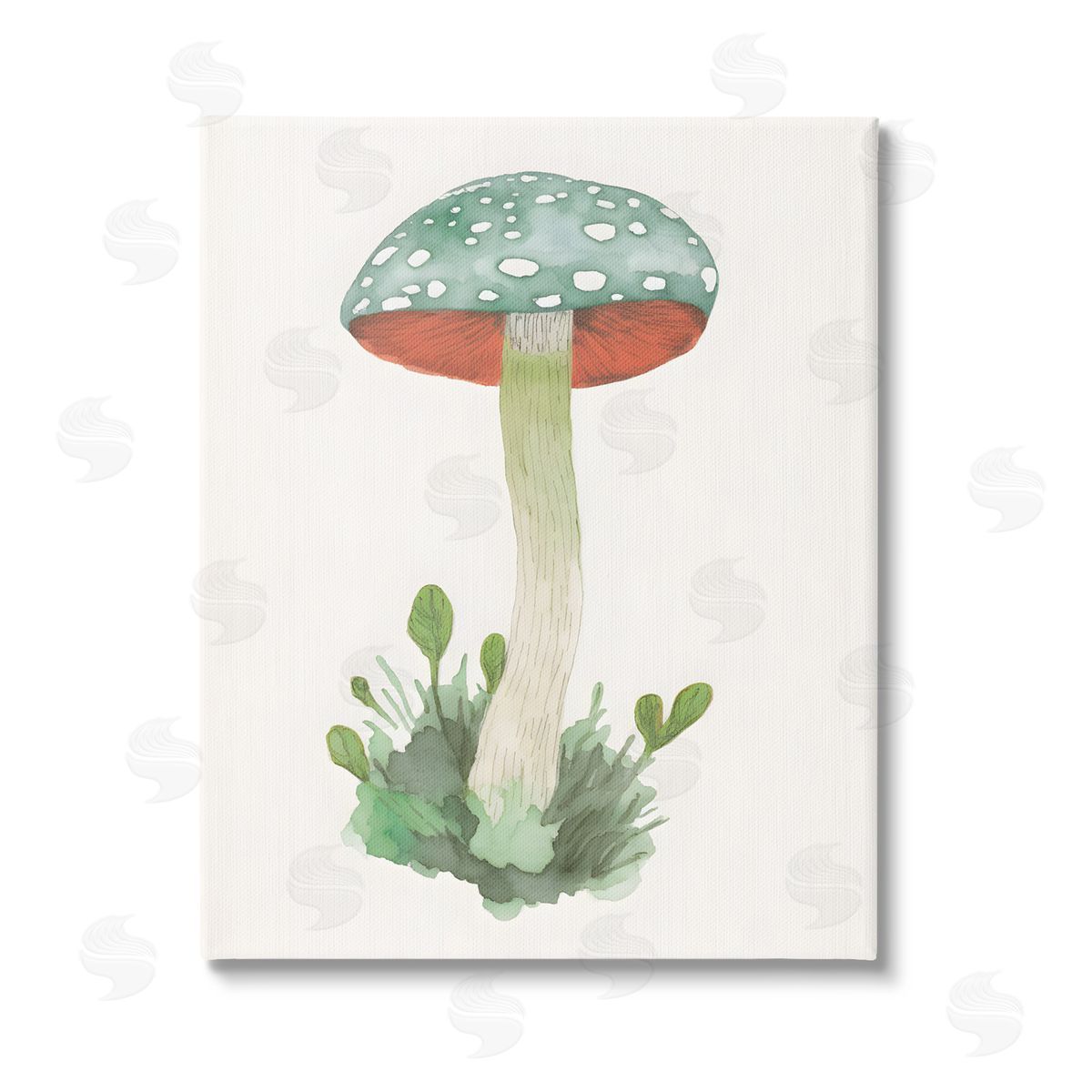 Petal Prints Design Spotted Watercolor Mushroom Stretched Canvas Wall Art Print