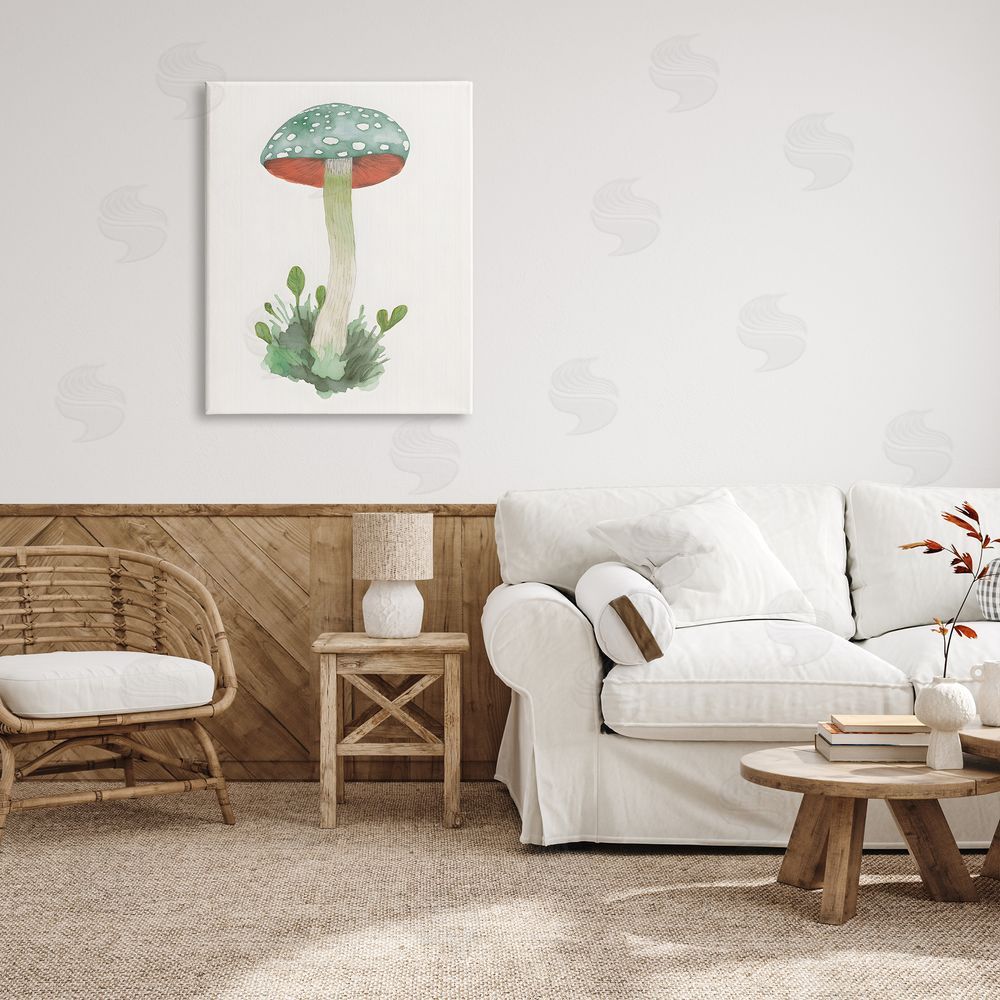 Petal Prints Design Spotted Watercolor Mushroom Canvas Wall Art Print in Room